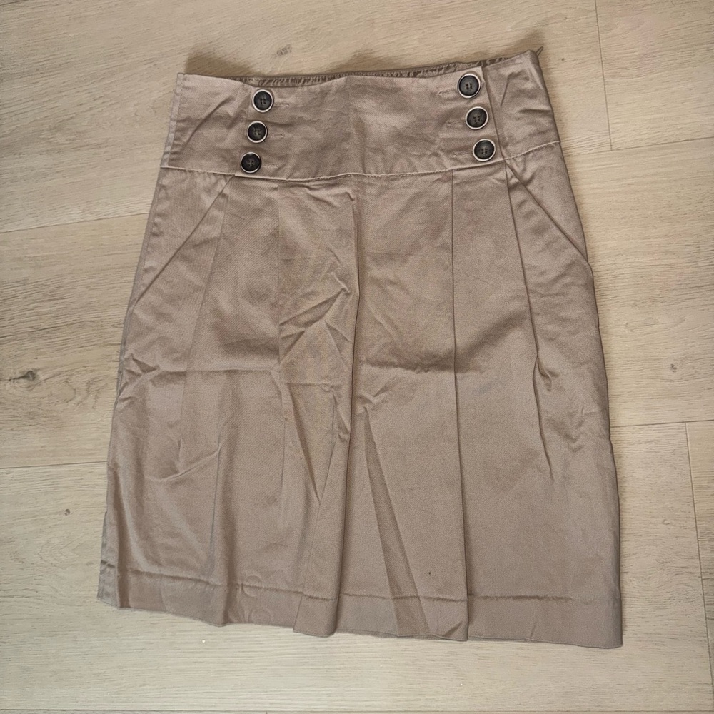 Zara Basic Tan Buttoned Pencil Skirt
